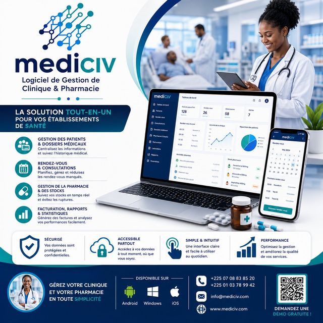 MediCIV, logiciel de gestion de clinique et pharmacie développé par Génie-iTech